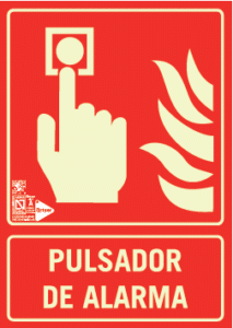 señal de pulsador de alarma de incendios